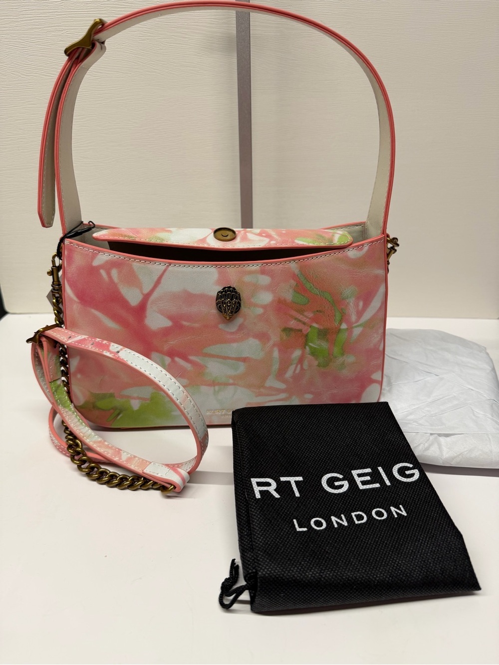 Kurt Geiger London The Bond Shoulder Bag NWT  tie dye  Print Chain Strap
